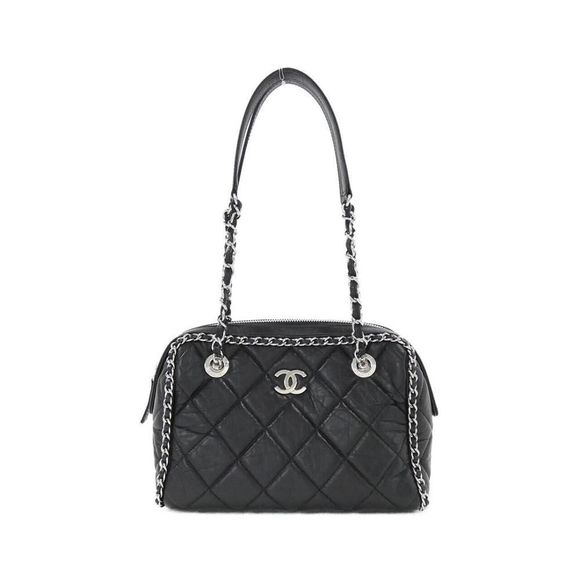 Chanel Shoulder Bag Black Silver Metal Fittings - Picture 1 of 6